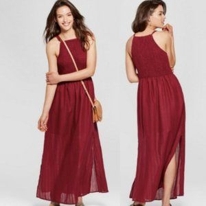 Universal Thread Burgundy Smocked Halter Maxi Dress